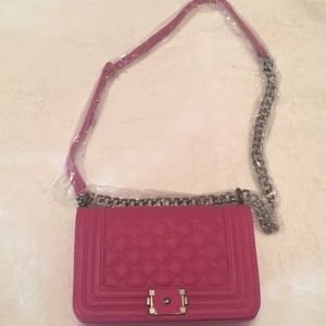 Pink quilted bag purse